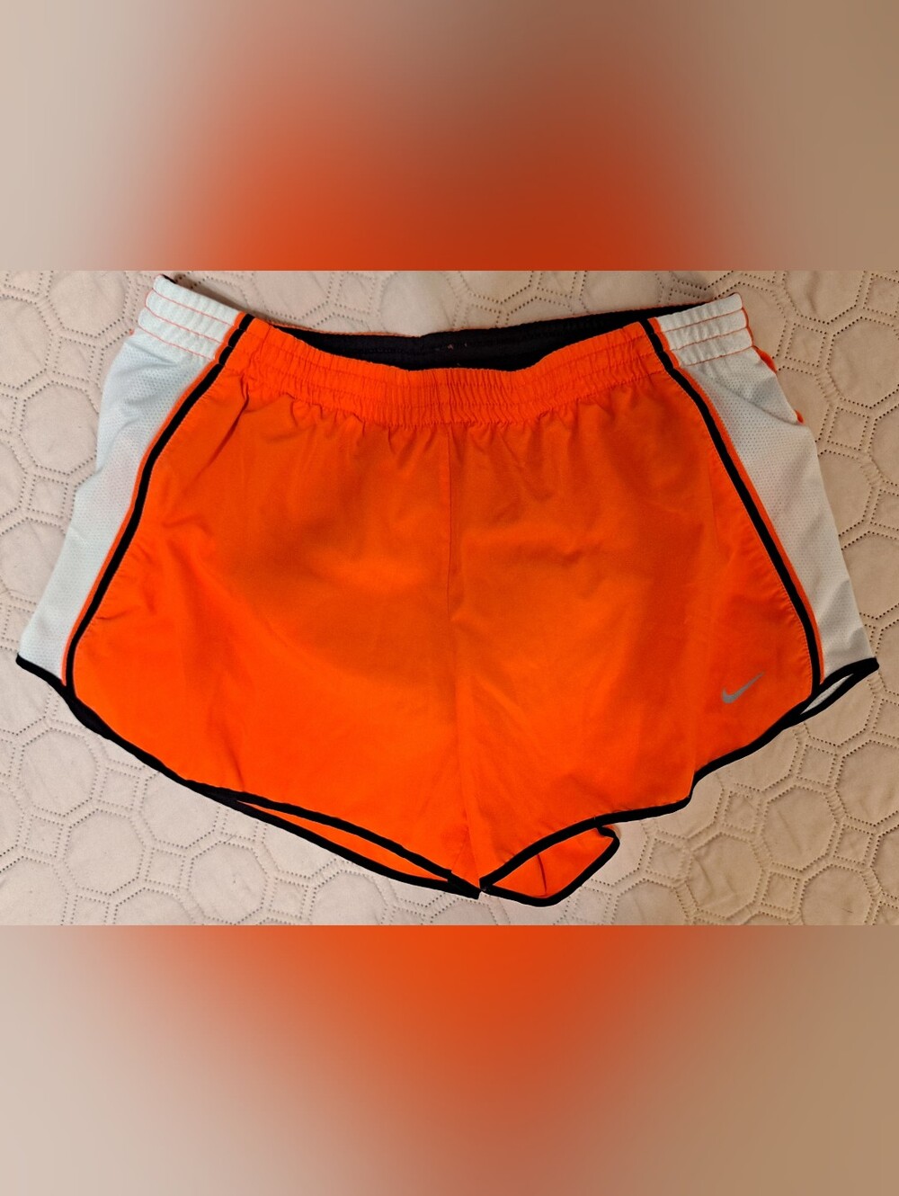 Nike Women's Orange Running Shorts with Contrast Trim Sz L